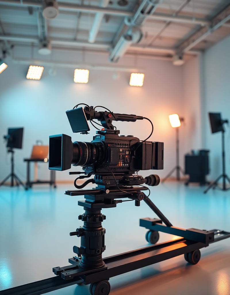 Caméra de cinéma sur un plateau parfaitement nettoyé